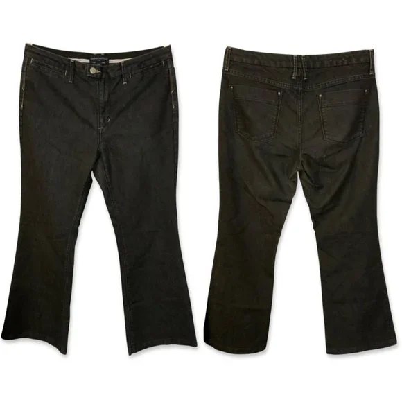 Banana Republic Wide At Waist Adjustable Pocket Button Zip Women 10 R Black - Picture 1 of 9